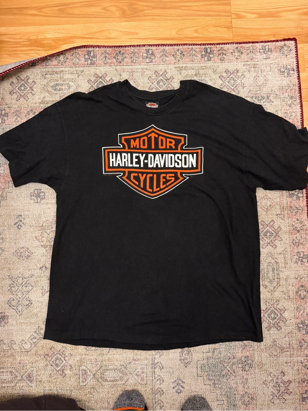 Harley-Davidson Black Tee with Orange & White Shield Logo